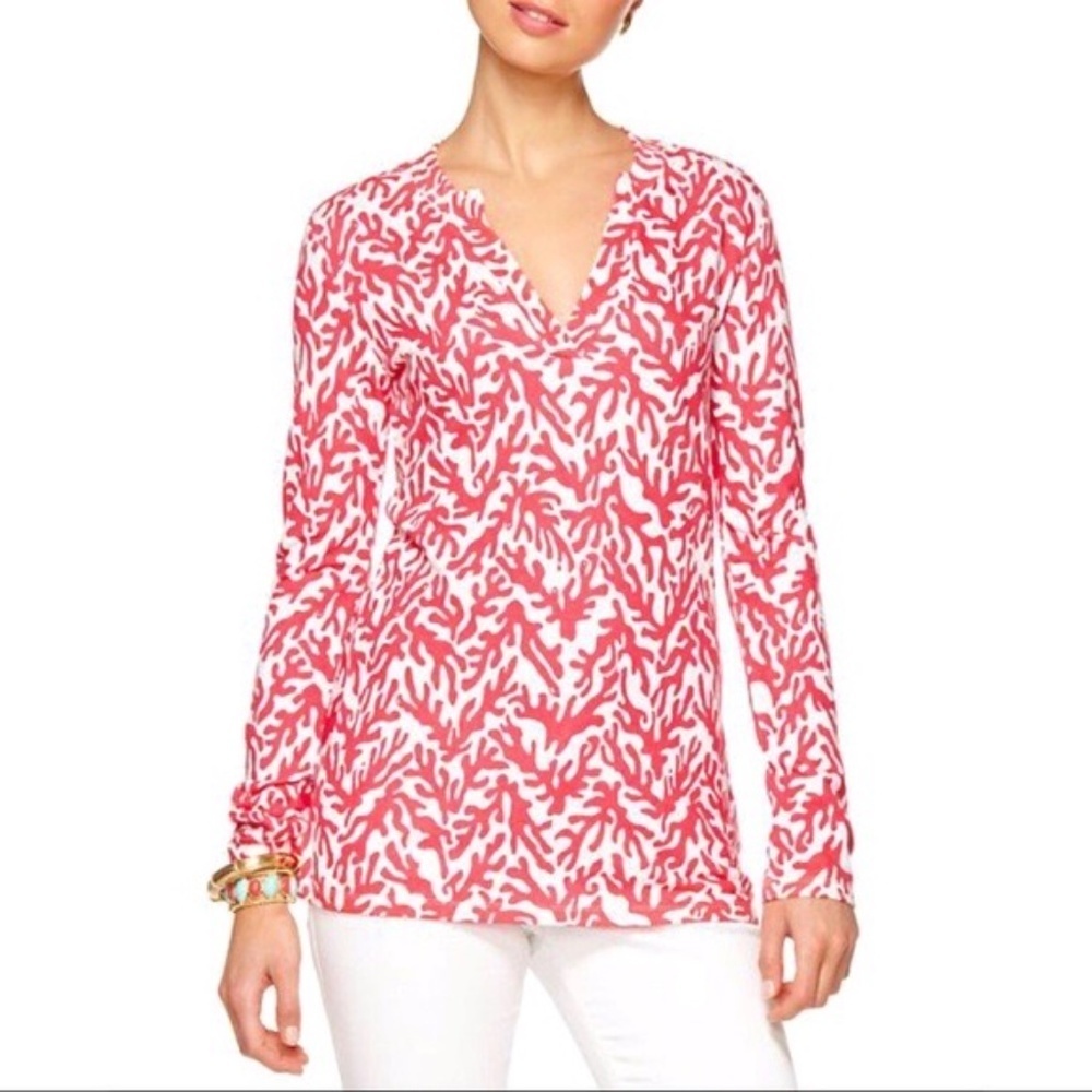 Lilly Pulitzer Odette Coral Terry Tunic Top XS